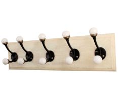 Black Double Loop Ceramic Iron Wooden Hooks